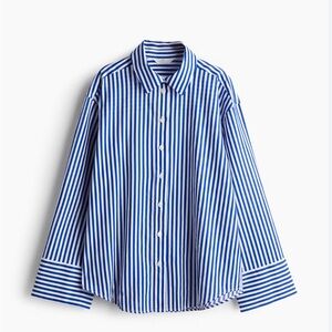 H&M Blue and White Striped Button Down Shirt